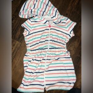 Terry cloth swim cover with hood